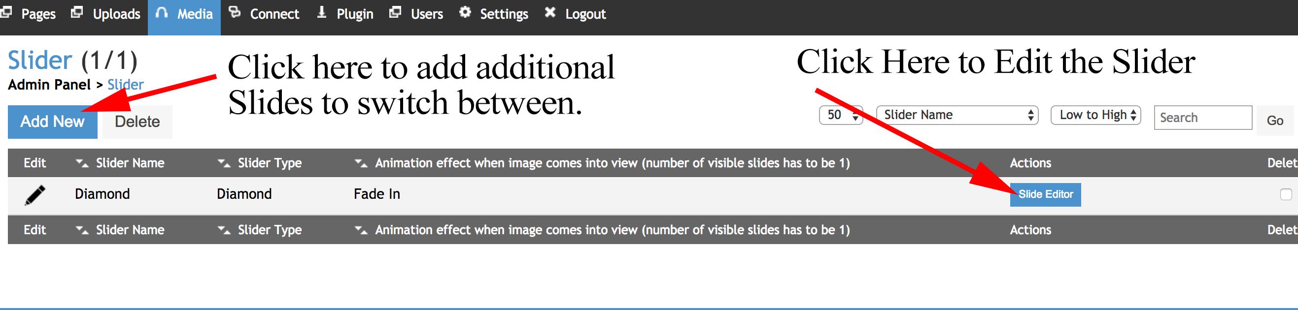how to edit slider step 2 add new or edit slider