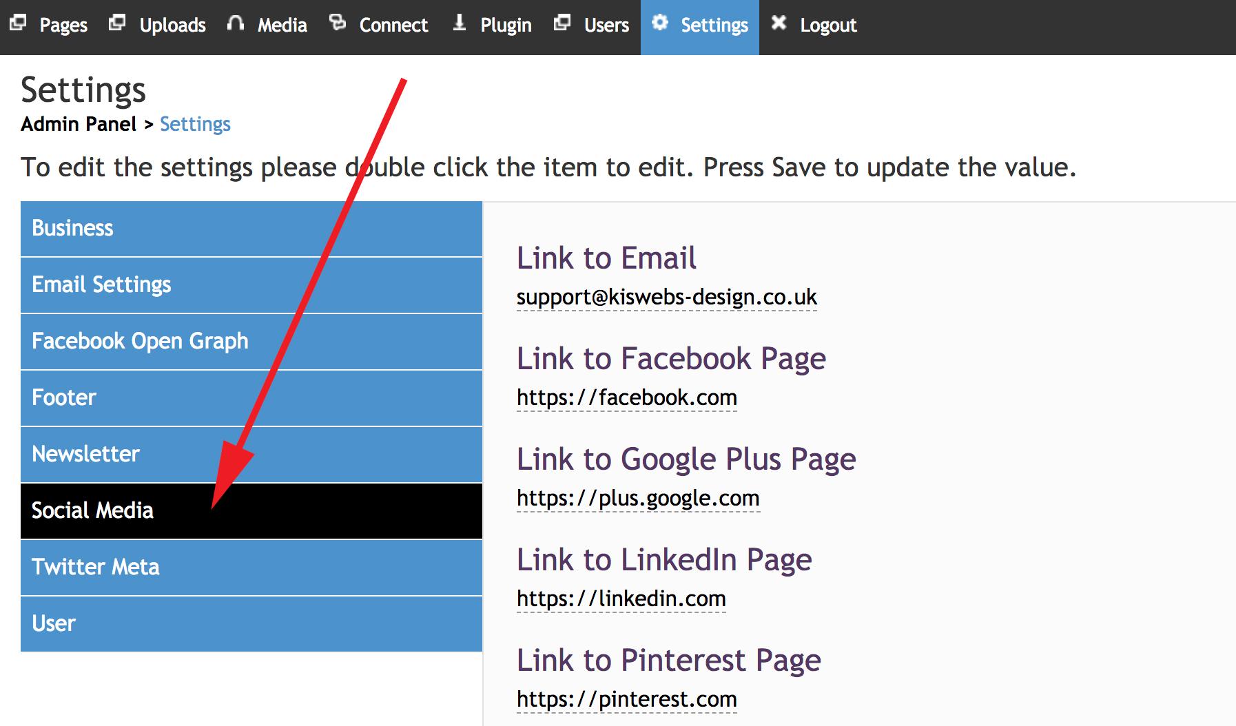 Social media links step 2