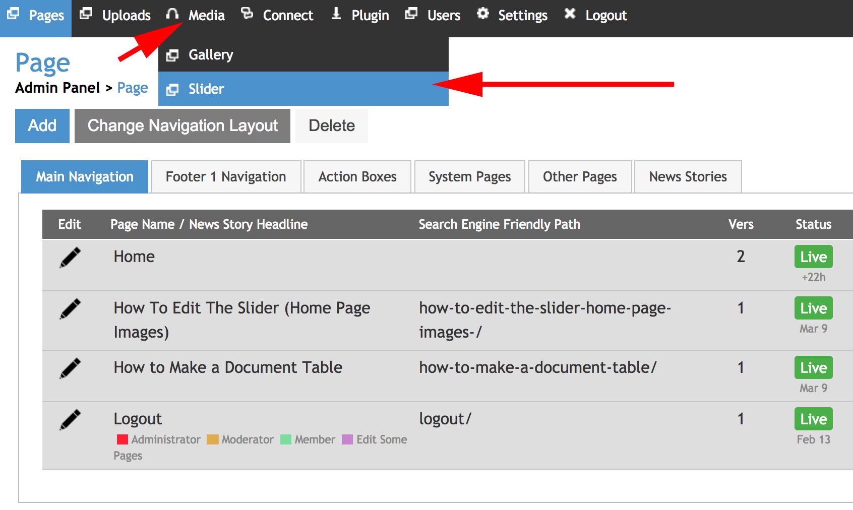 How to edit slider step 1 click slider