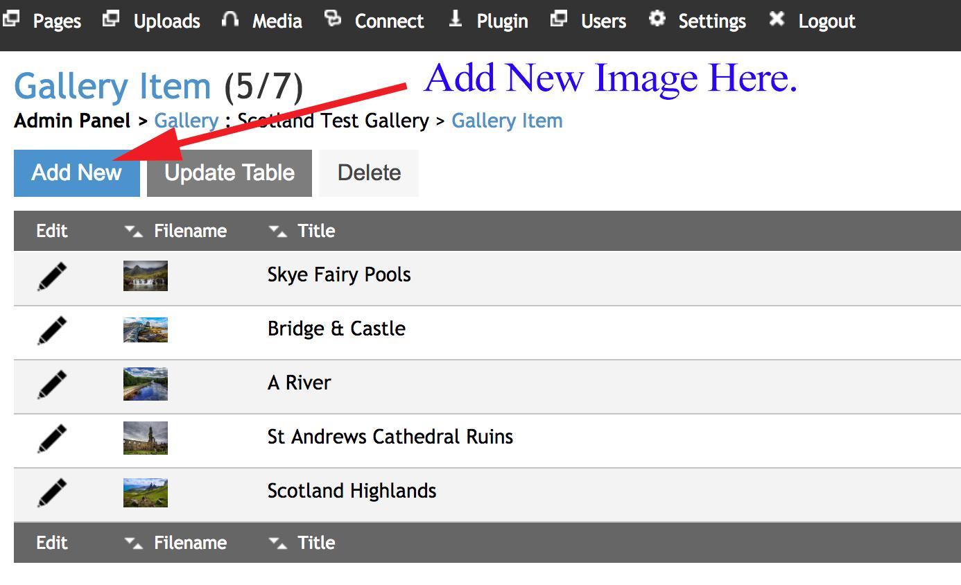 Image Gallery Add New Image