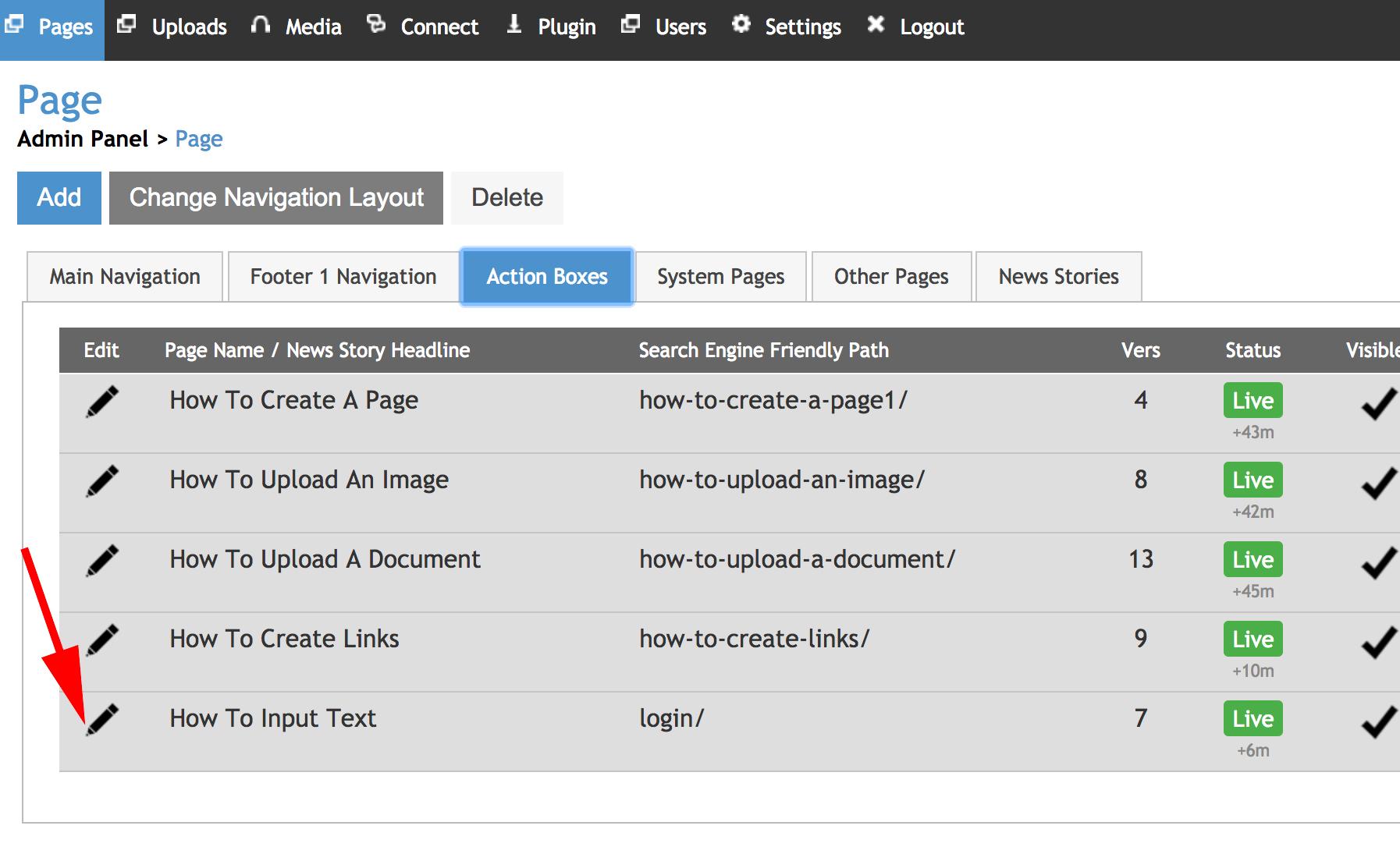 how to input text select page