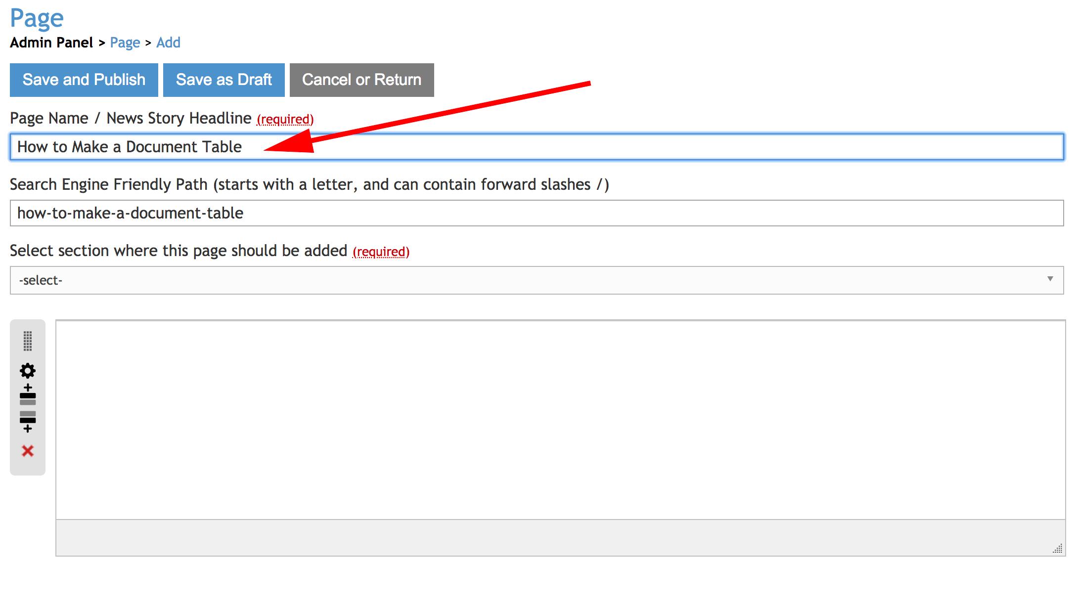 how to add page - page name